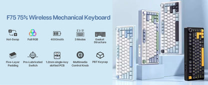 EPOMAKER x AULA F75 75% 80 Keys Hot-Swap Bluetooth/Wired Mechanical Keyboard