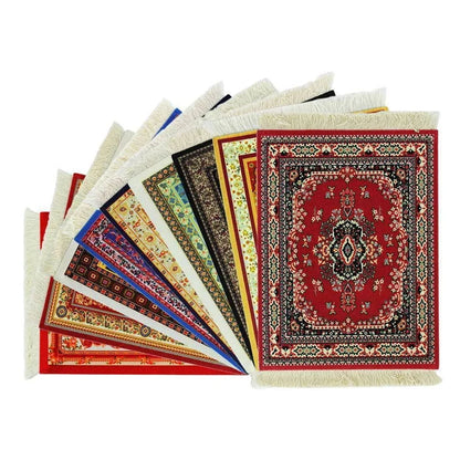 Persian Rug Mouse Pad – Retro Mini Woven Carpet Mat with Fringed Edges