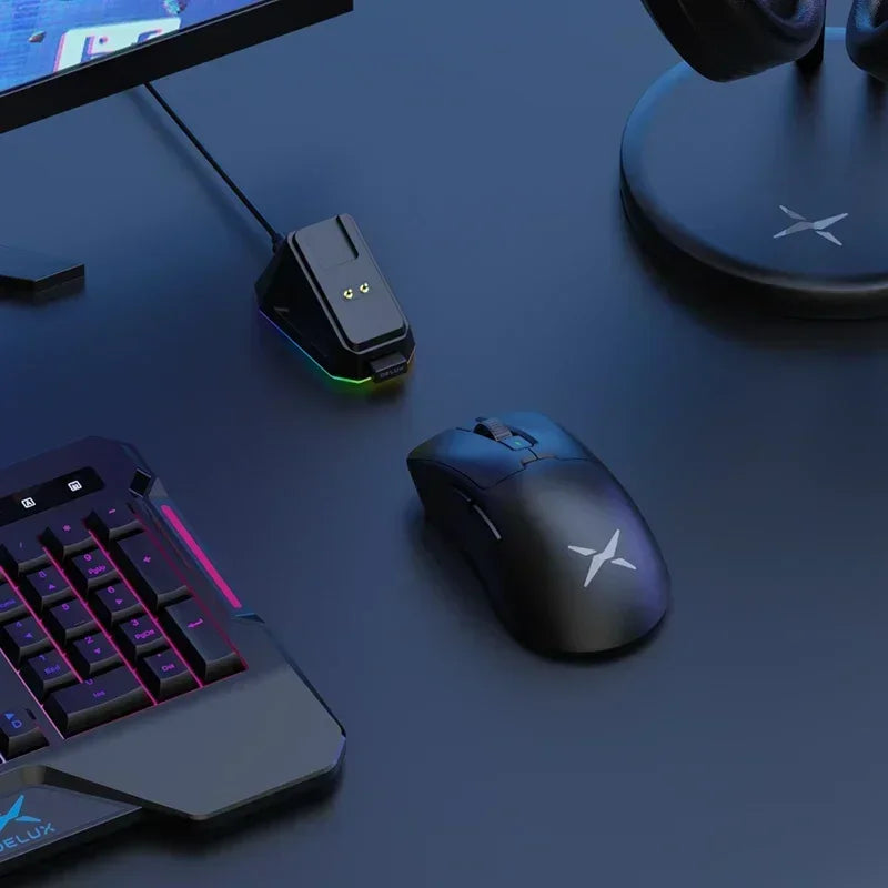 Delux M900PRO Wireless Gaming Mouse – 8K Polling, RGB Dock, PAW3395 Sensor