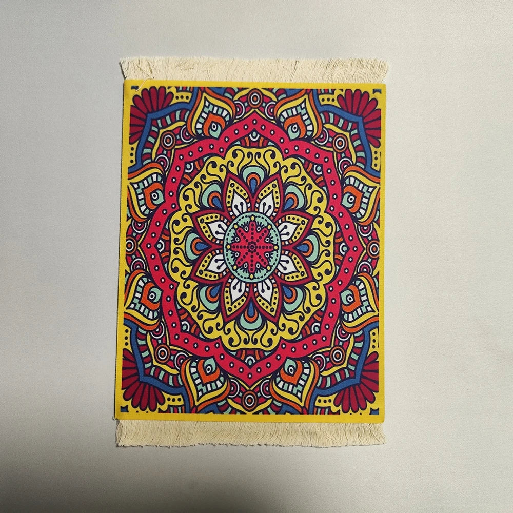 Persian Rug Mouse Pad – Retro Mini Woven Carpet Mat with Fringed Edges