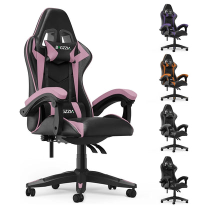 Bigzzia Ergonomic Gaming Chair with Lumbar Cushion, Headrest, Height-Adjustable