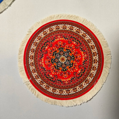 Persian Rug Mouse Pad – Retro Mini Woven Carpet Mat with Fringed Edges