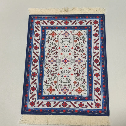 Persian Rug Mouse Pad – Retro Mini Woven Carpet Mat with Fringed Edges