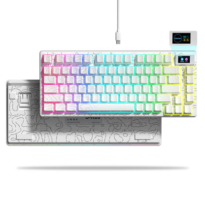 Wired Mechanical Gaming Keyboard – OLED Display, Hot-Swappable, RGB Pudding Keycaps