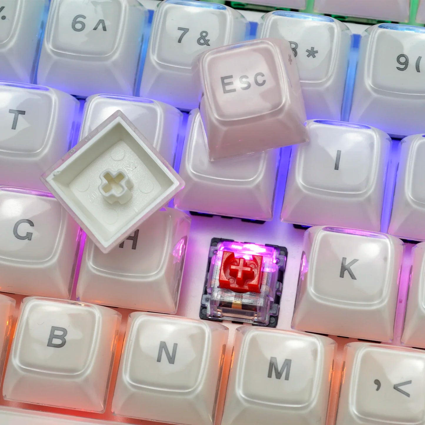 Multicolor Jelly Round 117 Key Caps OEM for Cherry MX Backlit Mechanical Keyboards