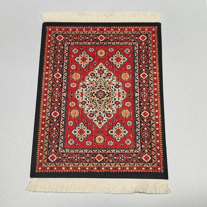 Persian Rug Mouse Pad – Retro Mini Woven Carpet Mat with Fringed Edges