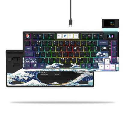 Wired Mechanical Gaming Keyboard – OLED Display, Hot-Swappable, RGB Pudding Keycaps