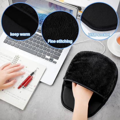 USB Heated Mouse Pad Hand Warmer – Plush Winter Essential for Home & Office