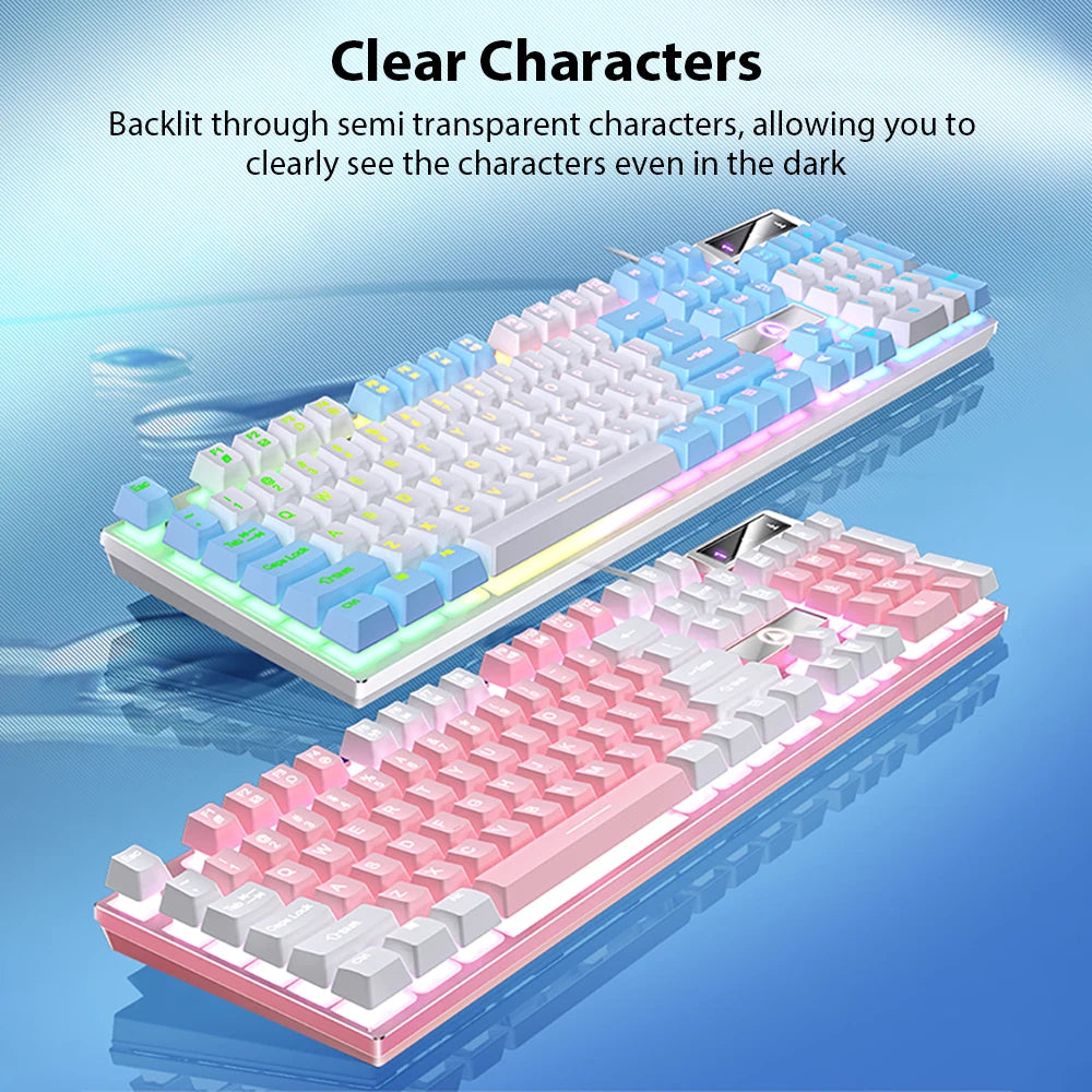 K500 Wired Keyboard for Windows & iOS, 104 Keys, Mechanical Sensation