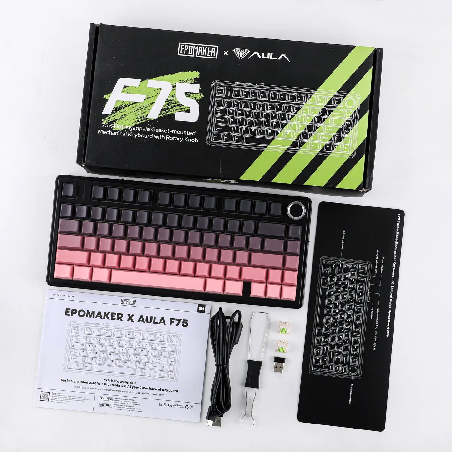 EPOMAKER x AULA F75 75% 80 Keys Hot-Swap Bluetooth/Wired Mechanical Keyboard