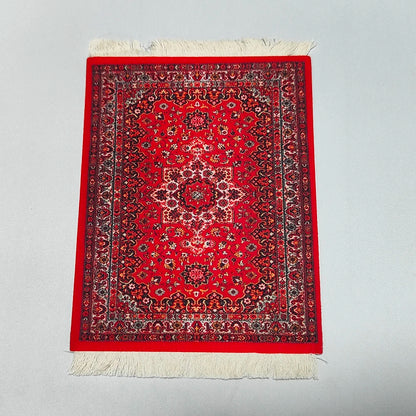 Persian Rug Mouse Pad – Retro Mini Woven Carpet Mat with Fringed Edges