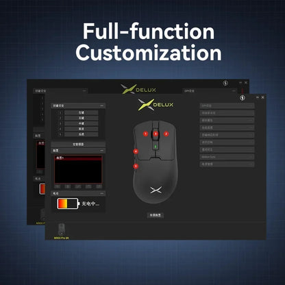 Delux M900PRO Wireless Gaming Mouse – 8K Polling, RGB Dock, PAW3395 Sensor