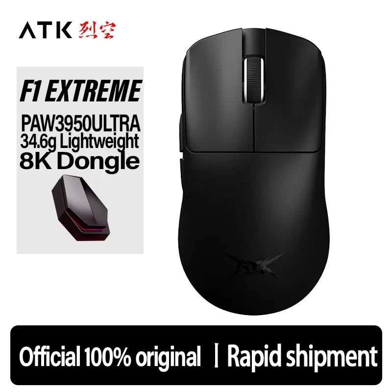 ATK F1 Extreme Wireless Gaming Mouse, PAW3950, 8K, Customizable for PC/FPS