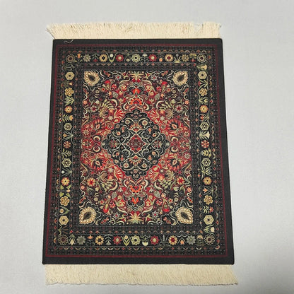 Persian Rug Mouse Pad – Retro Mini Woven Carpet Mat with Fringed Edges