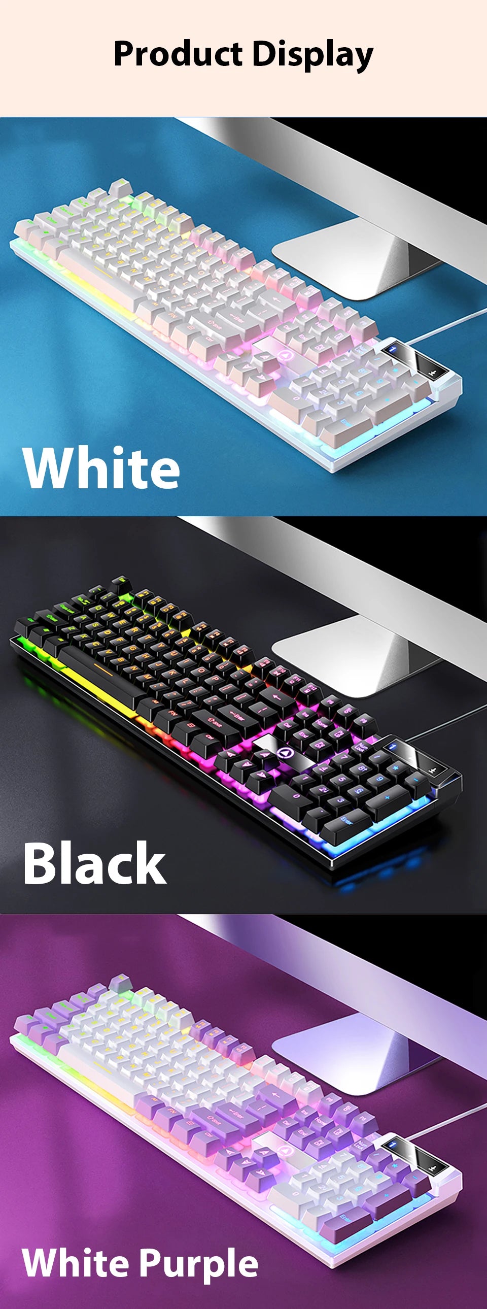 K500 Wired Keyboard for Windows & iOS, 104 Keys, Mechanical Sensation