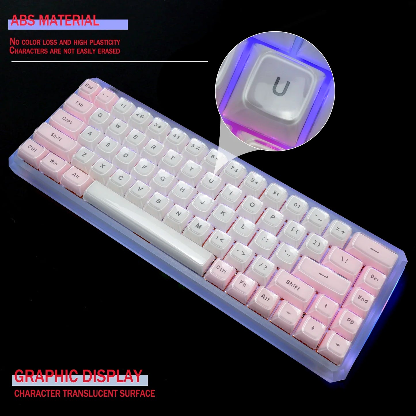 Multicolor Jelly Round 117 Key Caps OEM for Cherry MX Backlit Mechanical Keyboards