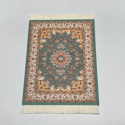 Persian Rug Mouse Pad – Retro Mini Woven Carpet Mat with Fringed Edges