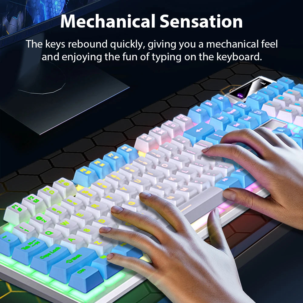 K500 Wired Keyboard for Windows & iOS, 104 Keys, Mechanical Sensation