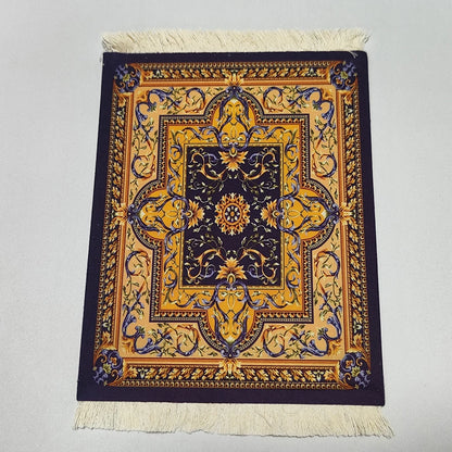 Persian Rug Mouse Pad – Retro Mini Woven Carpet Mat with Fringed Edges