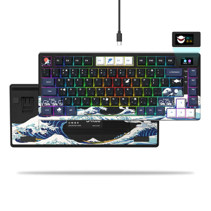 Wired Mechanical Gaming Keyboard – OLED Display, Hot-Swappable, RGB Pudding Keycaps