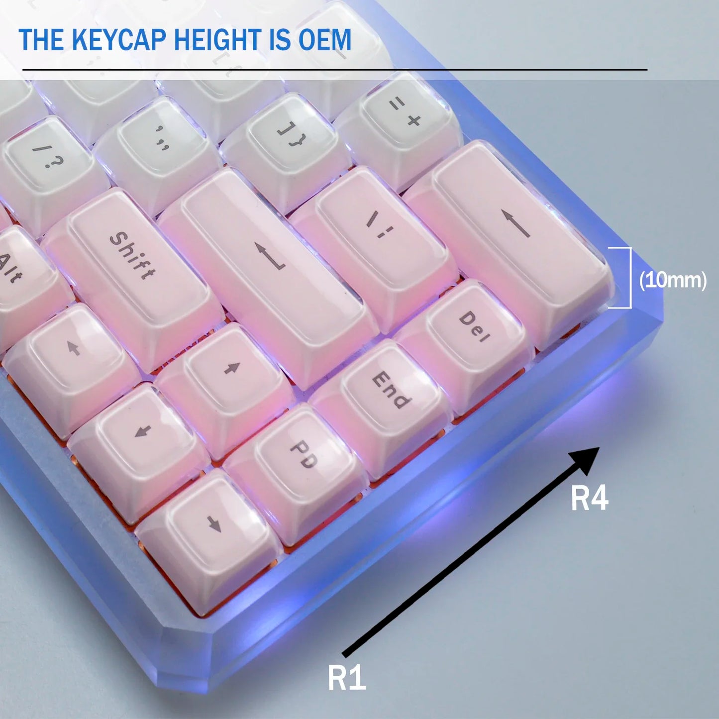 Multicolor Jelly Round 117 Key Caps OEM for Cherry MX Backlit Mechanical Keyboards