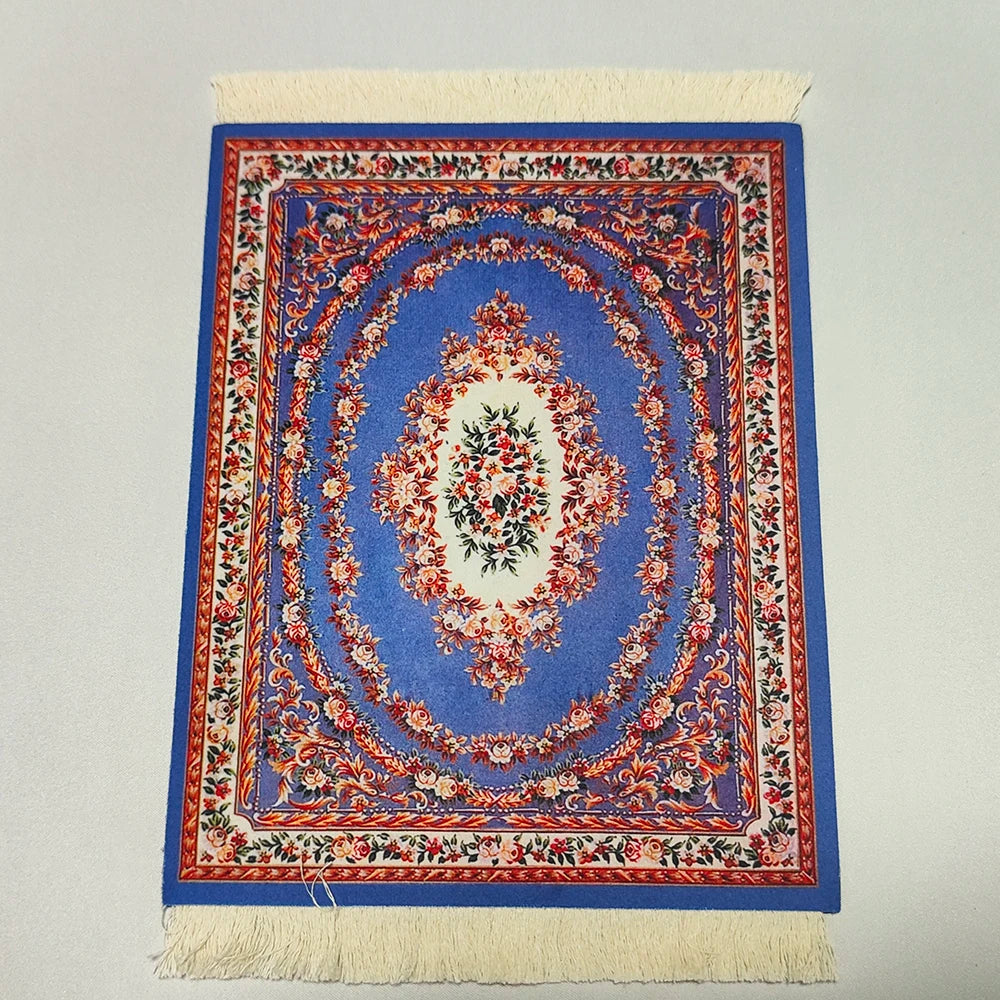 Persian Rug Mouse Pad – Retro Mini Woven Carpet Mat with Fringed Edges