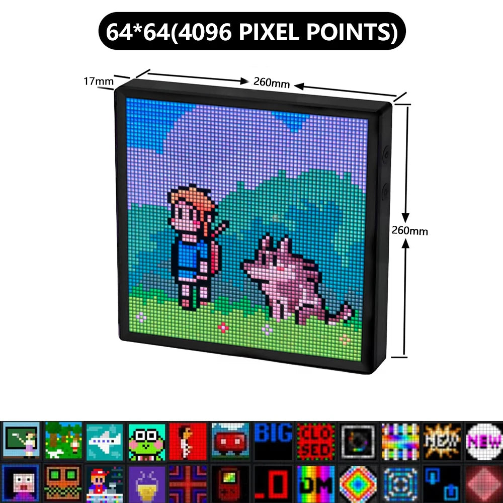 LED Pixel Matrix Bluetooth Display – 64x64 RGB Smart Panel, DIY Art & Gaming Decor