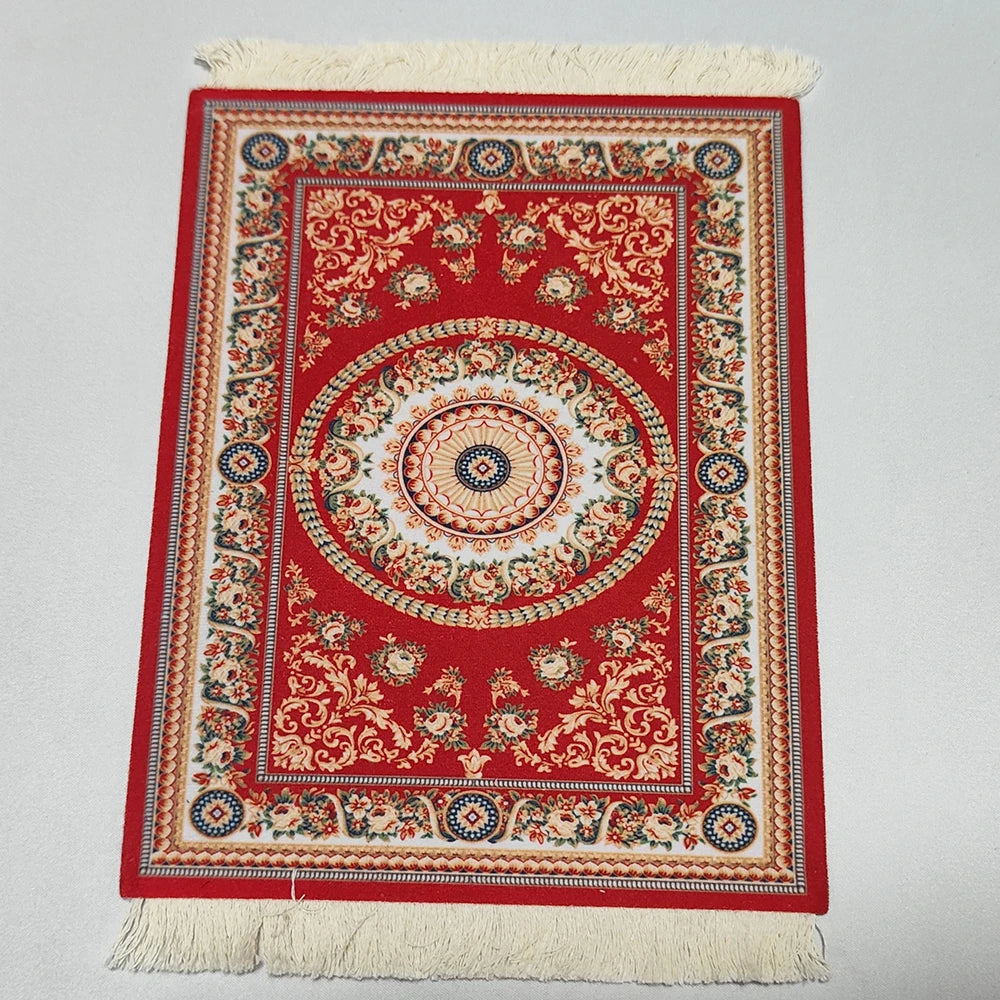 Persian Rug Mouse Pad – Retro Mini Woven Carpet Mat with Fringed Edges