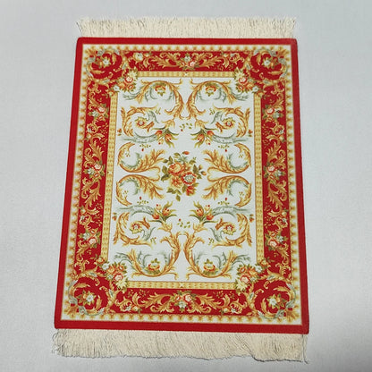 Persian Rug Mouse Pad – Retro Mini Woven Carpet Mat with Fringed Edges