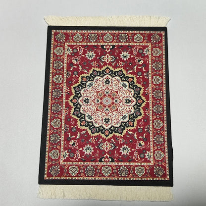 Persian Rug Mouse Pad – Retro Mini Woven Carpet Mat with Fringed Edges