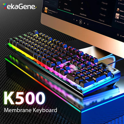 K500 Wired Keyboard for Windows & iOS, 104 Keys, Mechanical Sensation