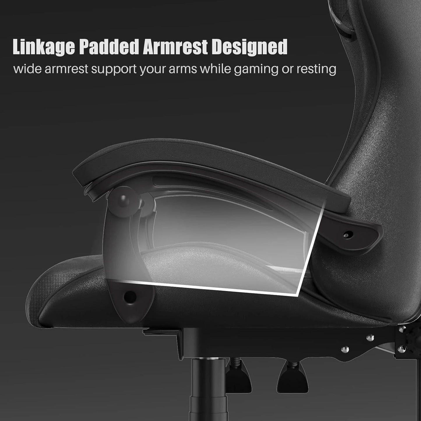 Bigzzia Ergonomic Gaming Chair with Lumbar Cushion, Headrest, Height-Adjustable