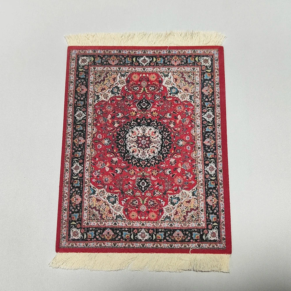 Persian Rug Mouse Pad – Retro Mini Woven Carpet Mat with Fringed Edges