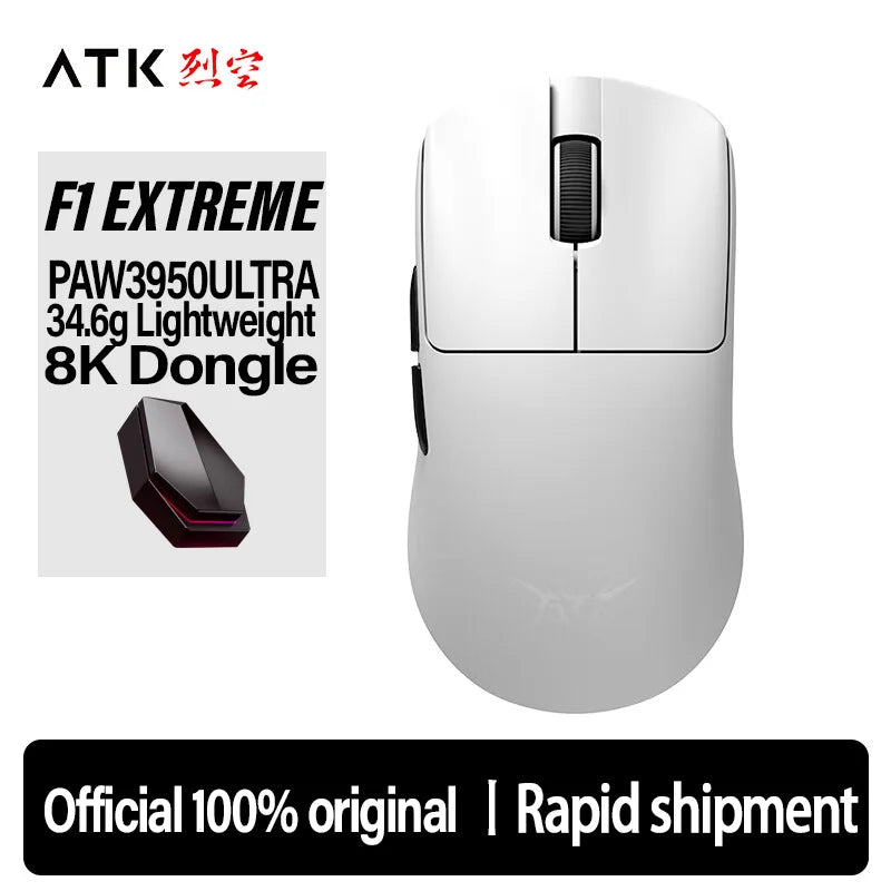 ATK F1 Extreme Wireless Gaming Mouse, PAW3950, 8K, Customizable for PC/FPS