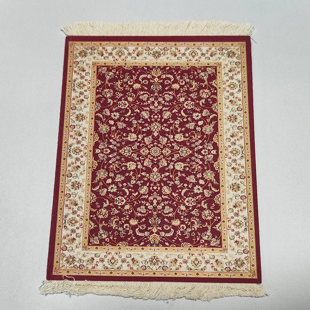 Persian Rug Mouse Pad – Retro Mini Woven Carpet Mat with Fringed Edges