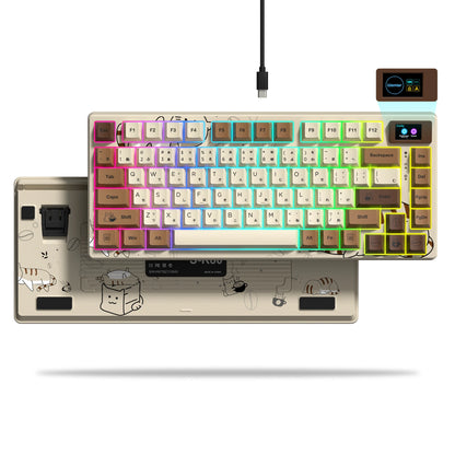 Wired Mechanical Gaming Keyboard – OLED Display, Hot-Swappable, RGB Pudding Keycaps